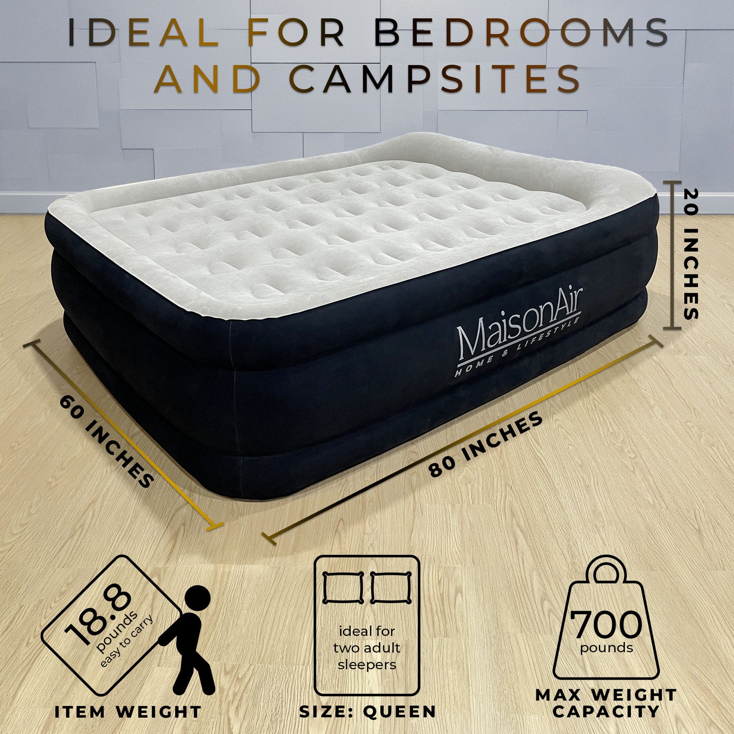 MaisonAir 20in Queen Airbed